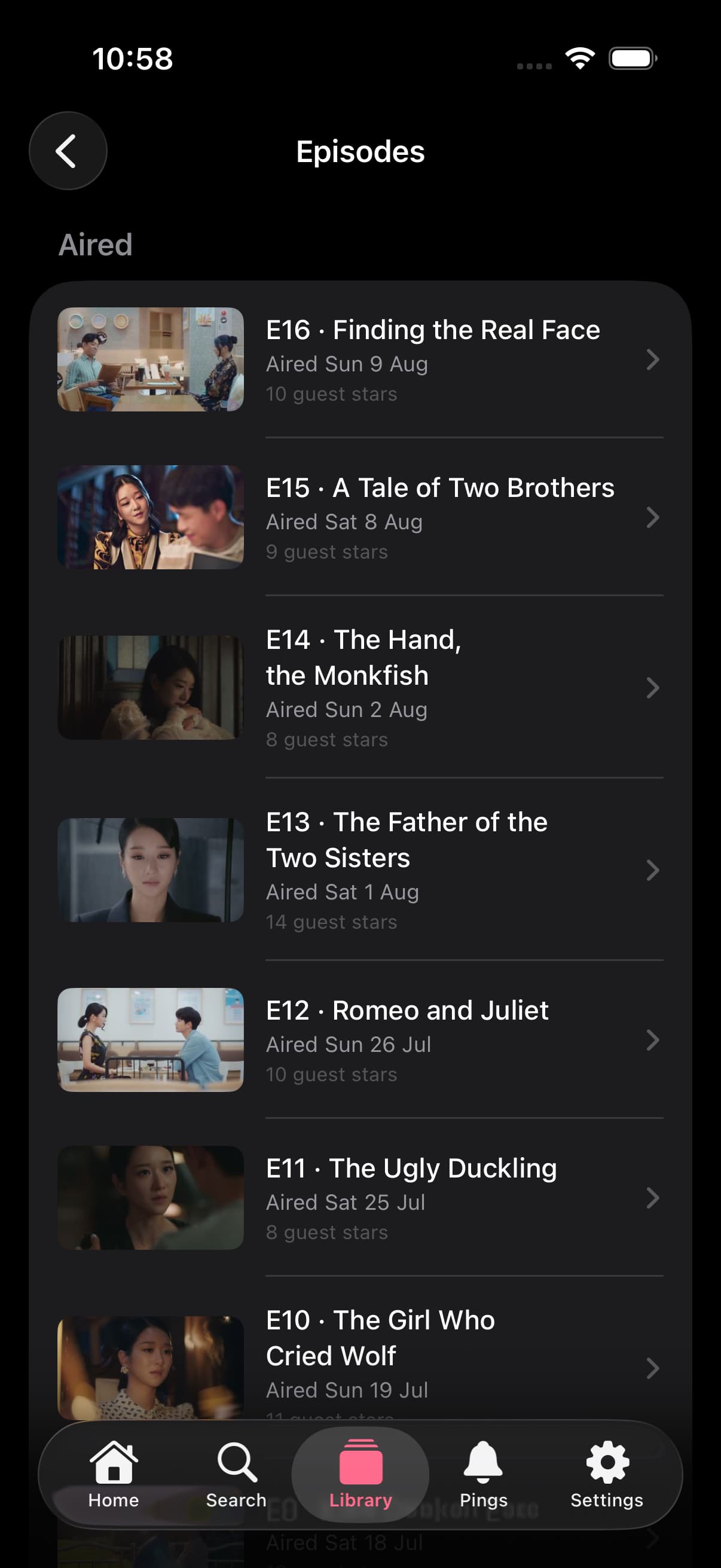 Episode list with guest stars